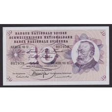 SUIZA 1974 BILLETE DE 10 FRANCOS SUIZOS FLORES